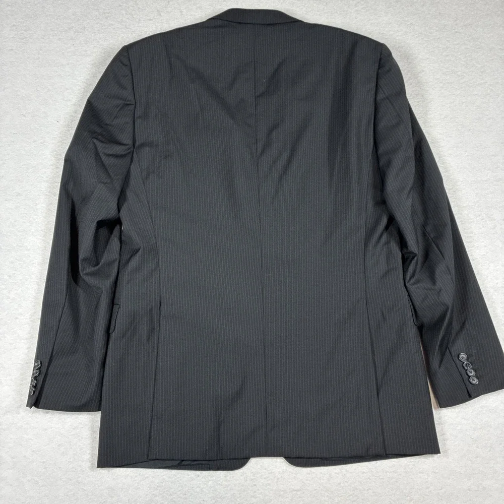 Z Zegna Mens Black Pinstripe Suit Jacket Blazer Two Button Notch Lapel 52R